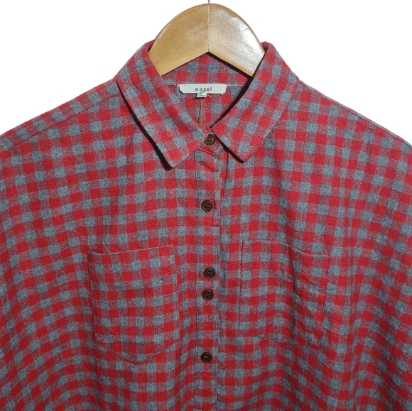 Size- free size, easel yarn dyed check cotton shirt for women - Picture 3 of 12